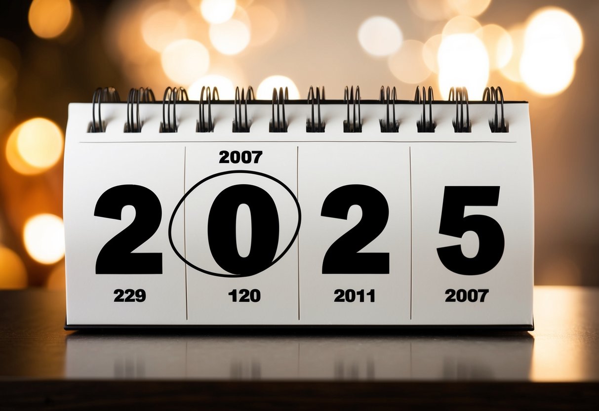 Um calendário mostrando o ano de 2025 com o ano de nascimento de 2007 circulado