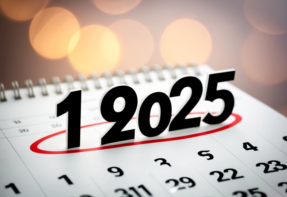 Um calendário com o ano de 1994 circulado e o ano de 2025 destacado