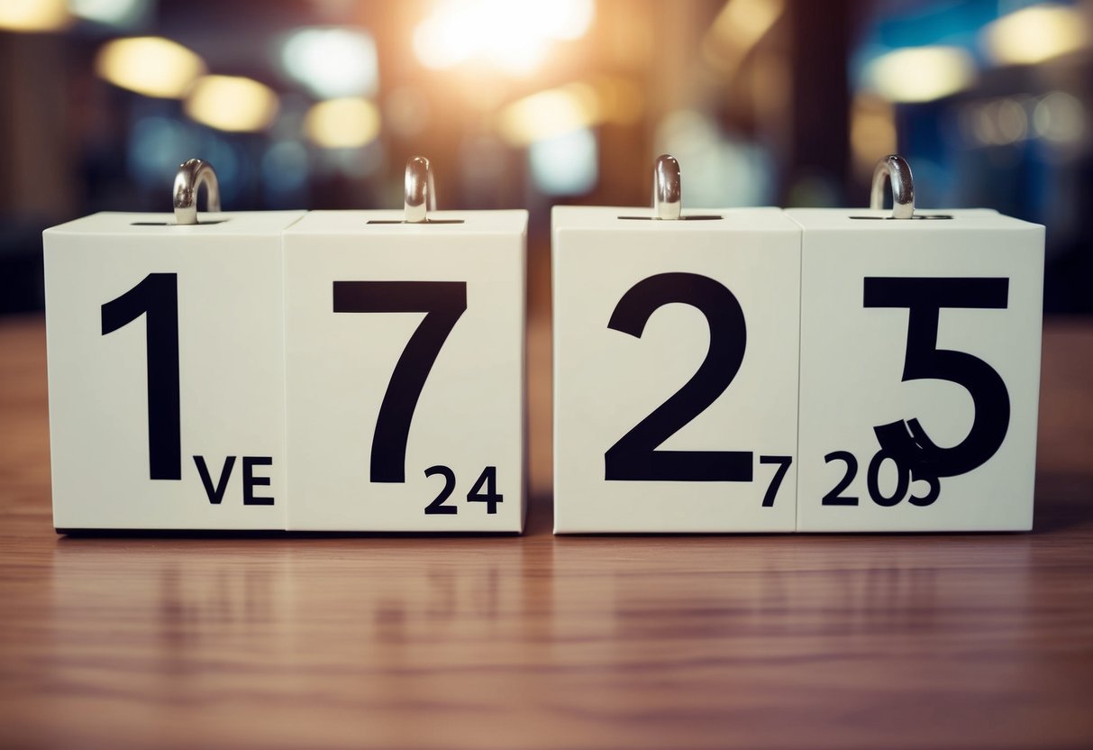 Um calendário mostrando os anos de 1974 e 2025 com uma equação matemática simples escrita.